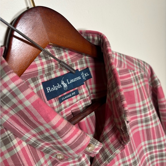 Ralph Lauren Pink and Green Plaid Shirt Size Xl - Picture 2 of 4